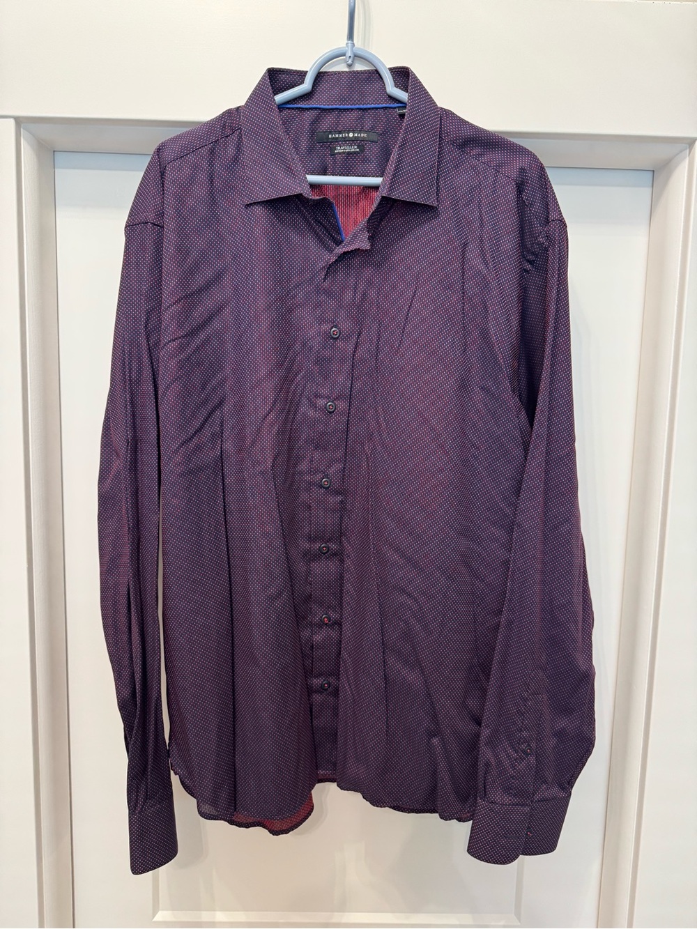 Men’s HammerMade Dress Shirt - XXL/18.5 - Purple/Red Dot